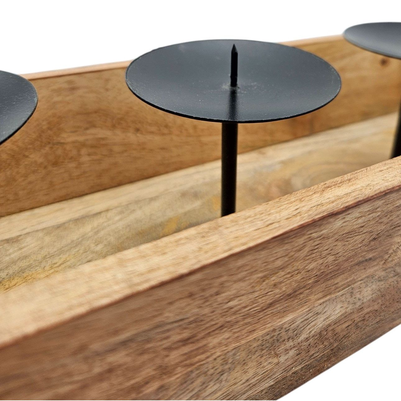 Kerzenhalter Kerzenständer Tablett Holz Mangoholz Advent Deko für 4 Kerzen 53 cm