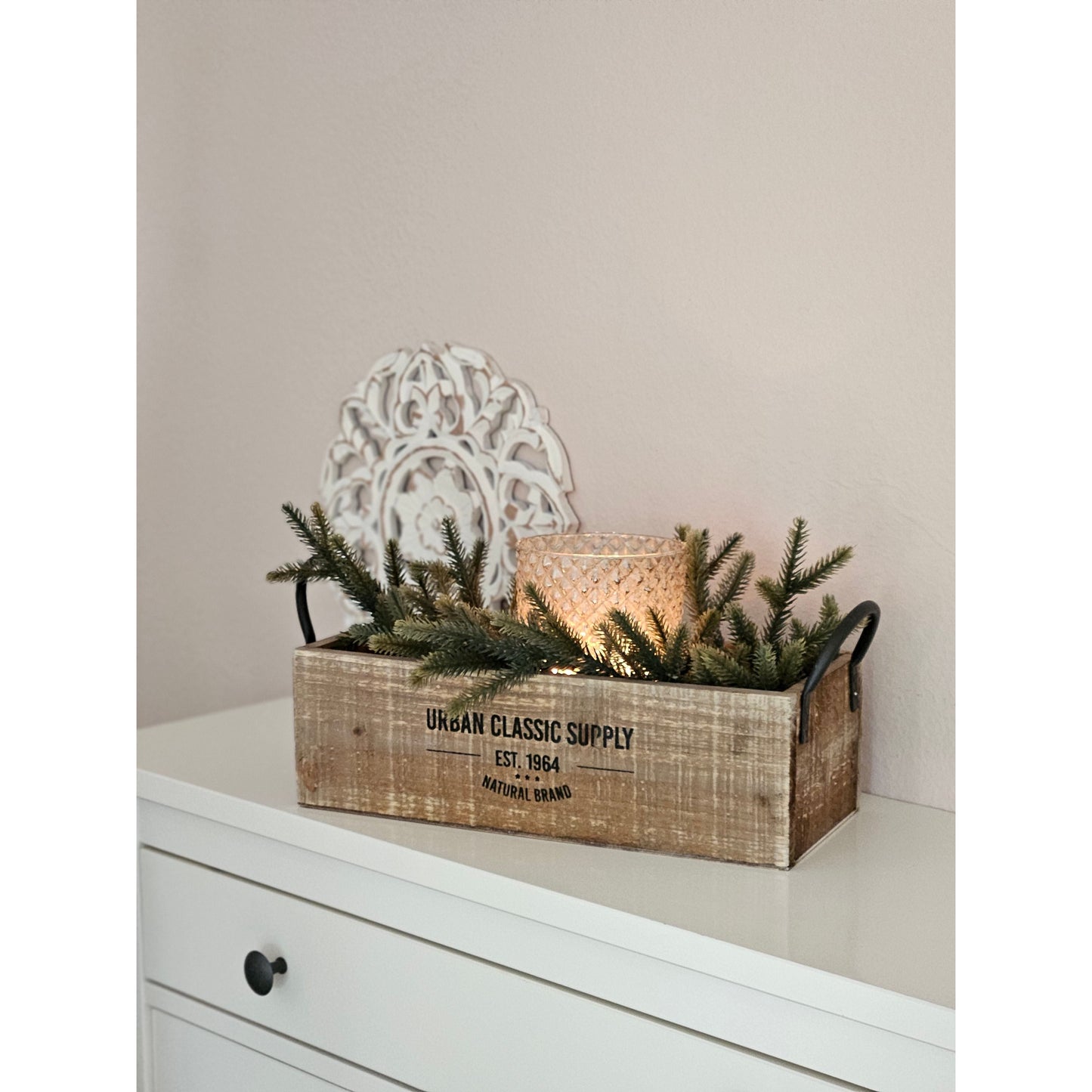 Holzkiste braun Dekokiste shabby Kiste Obstkiste Holz Deko Landhaus mit Griffen