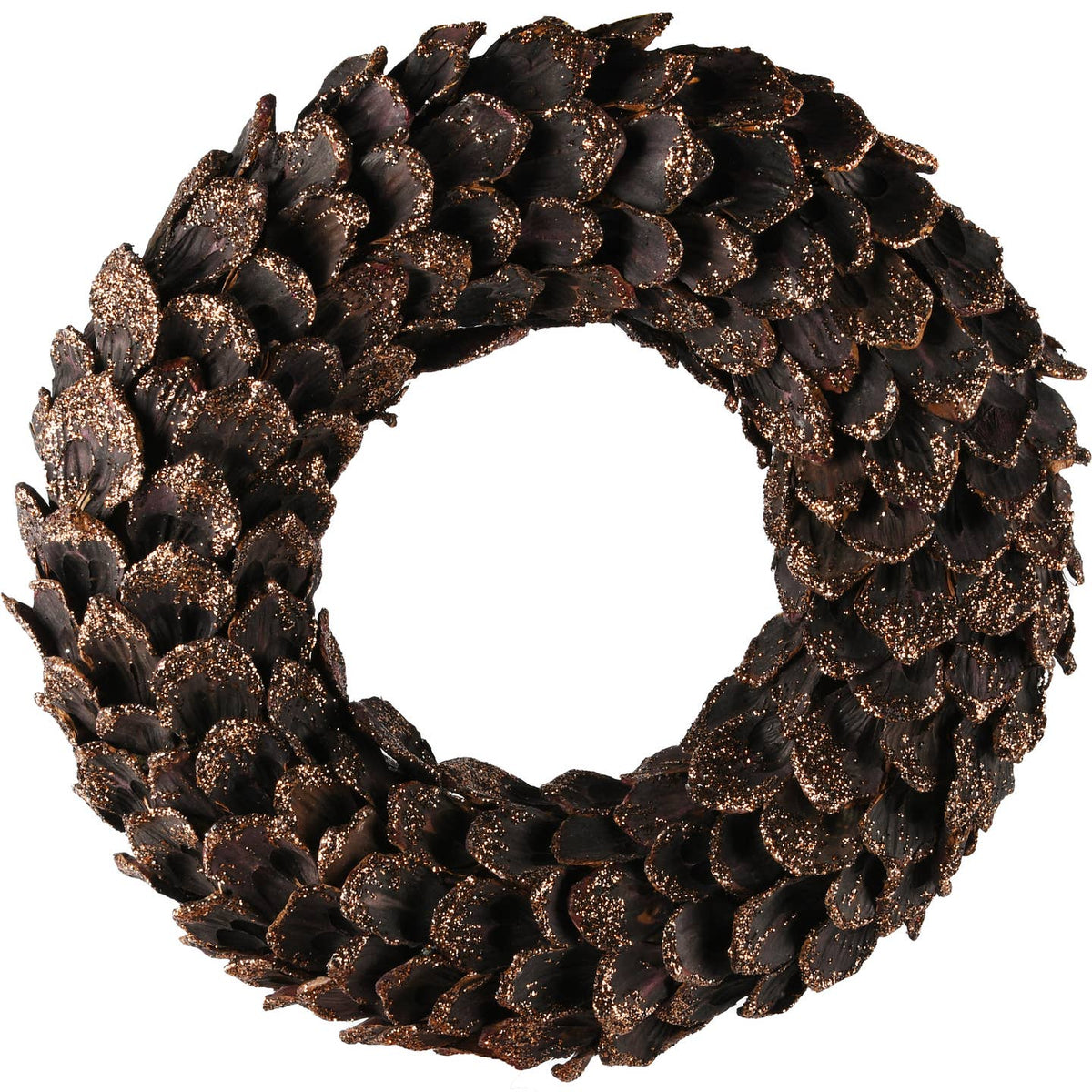 Dekokranz mit Blättern, Naturmaterial, Ø 25 cm, Braun