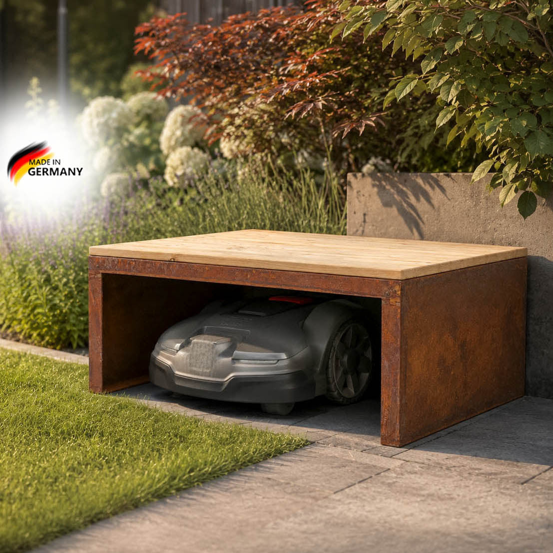 Mährobotergarage mit Lärchenholz, 80 × 70 × 40 cm