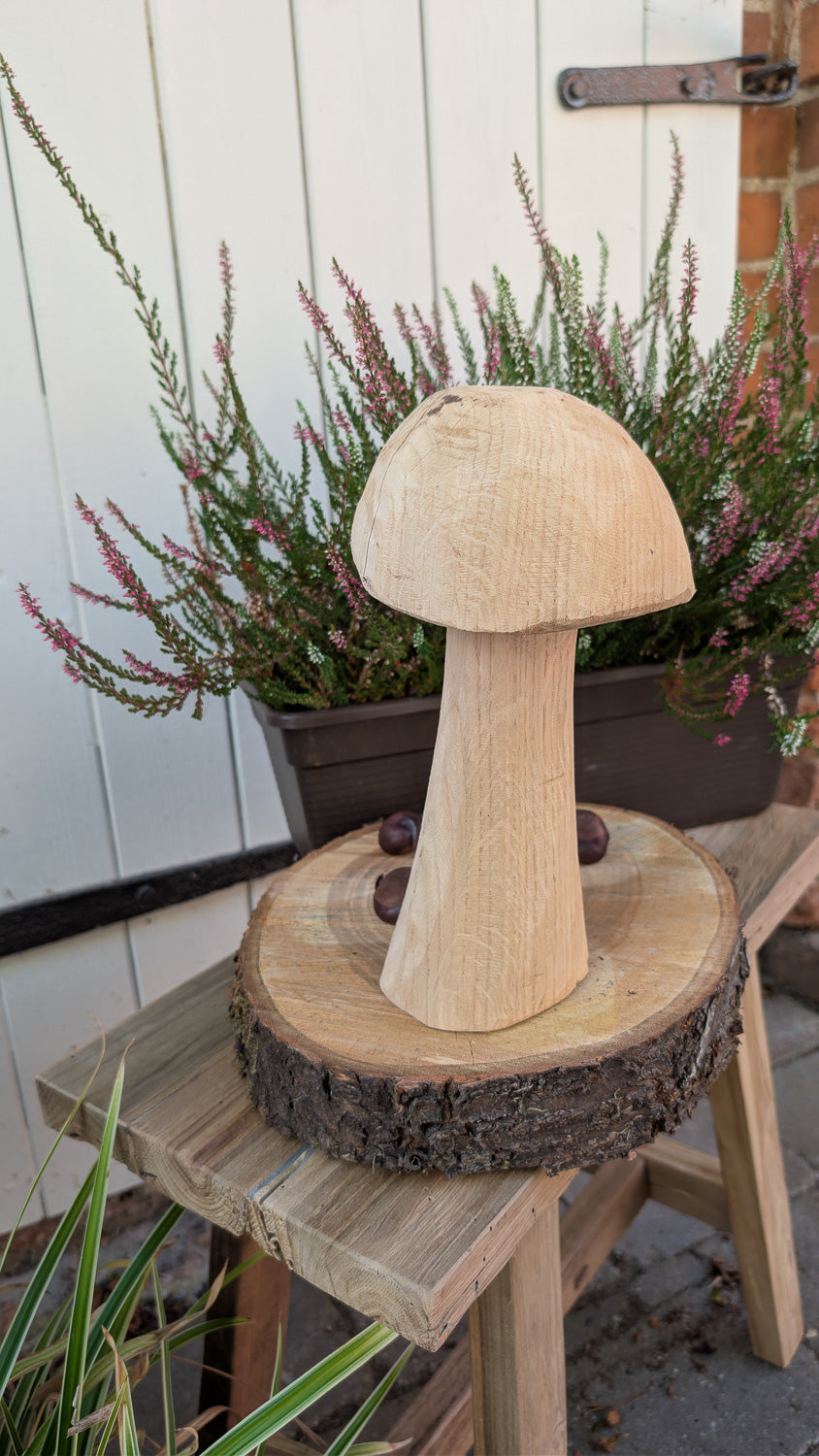 Pilze im 3er-Set aus massivem Eichenholz