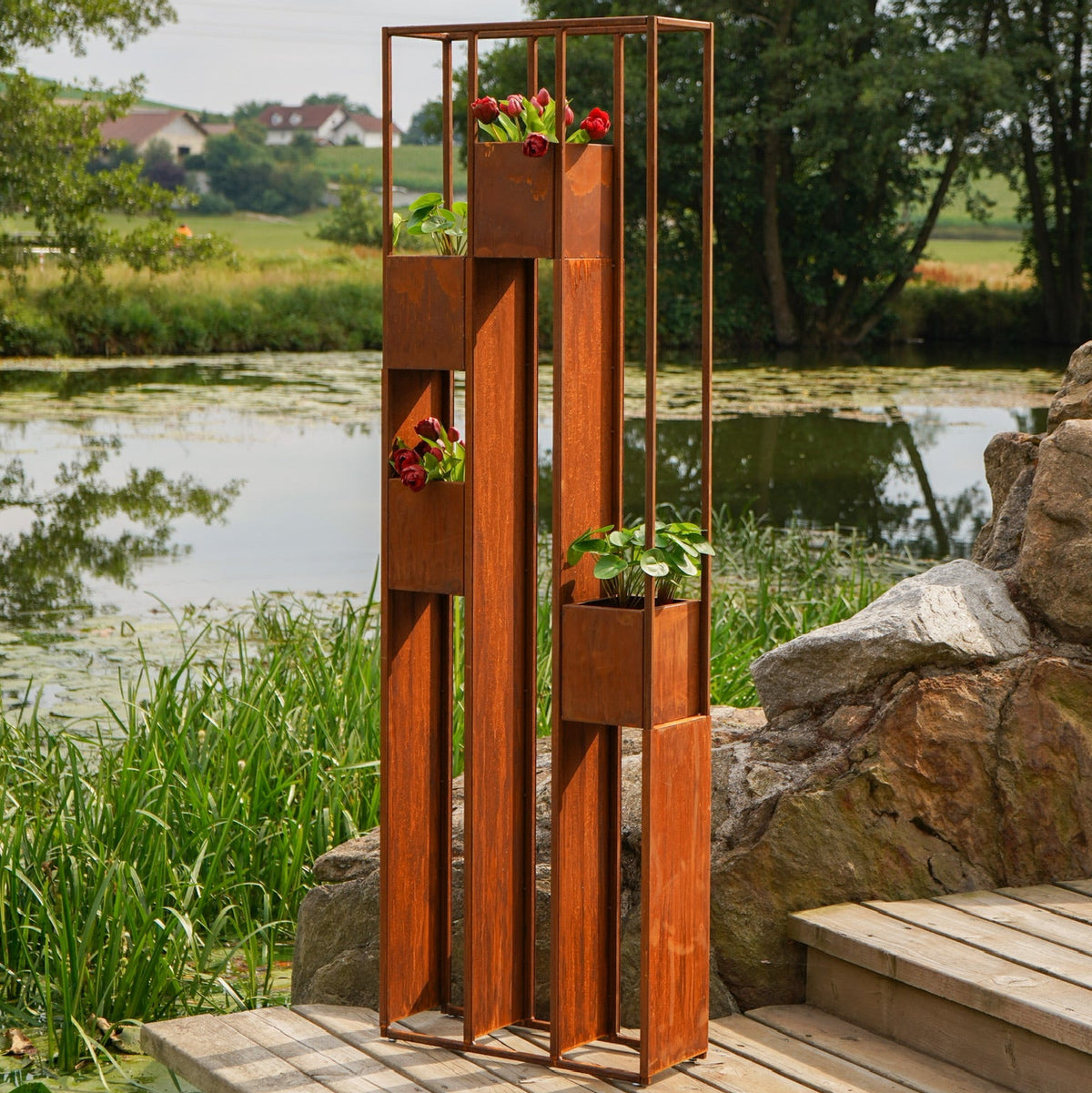 Pflanzregal Lazise, 183 cm, mit 4 Pflanztöpfen