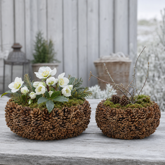 Pflanztöpfe ARIDE aus Naturzapfen – 2er-Set