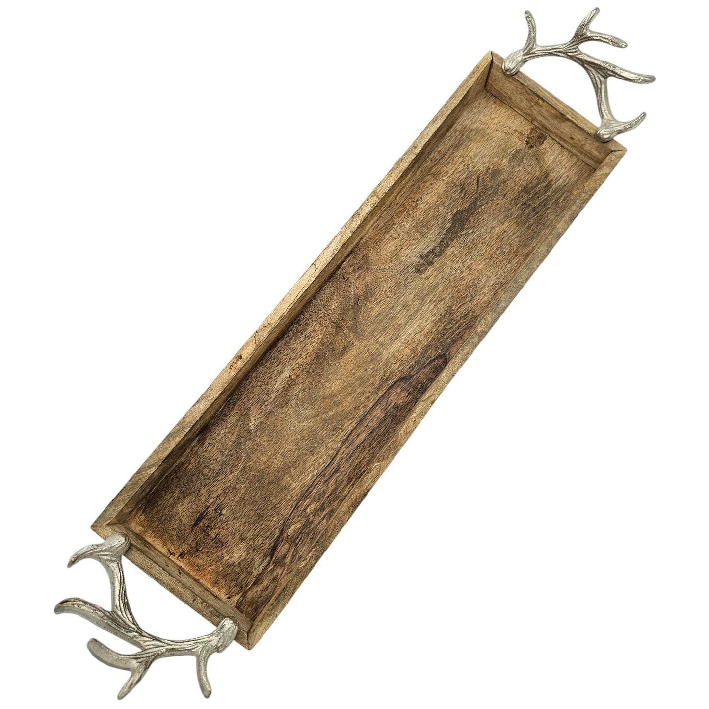 Tablett Mangoholz langes Tablett Kerzentablett Serviertablett 68 cm Holz