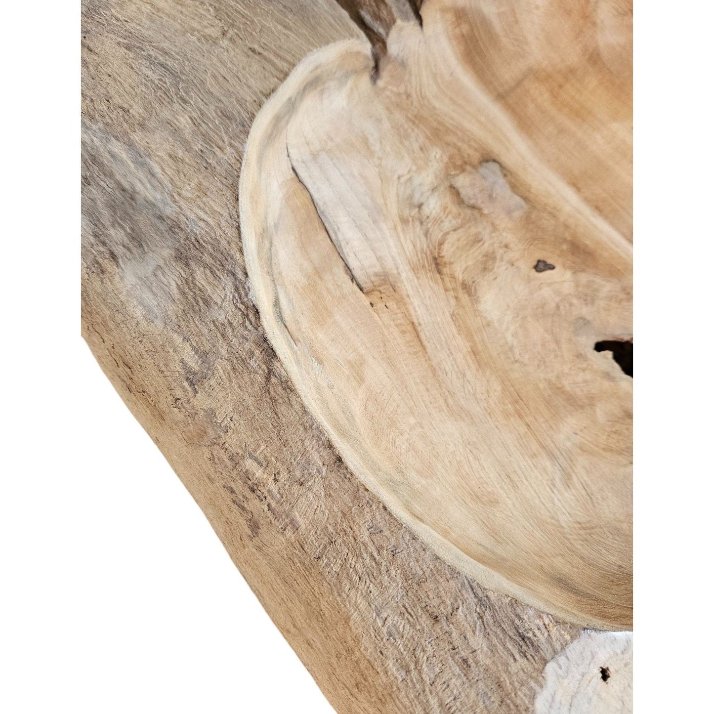 Dekoschale Naturschale Teak Holz rund Ø 50 cm Schale braun massiv stabil Obstschale XL
