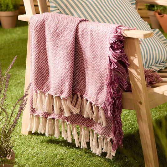 Gewebte Outdoor-Decke Heather/Rosa