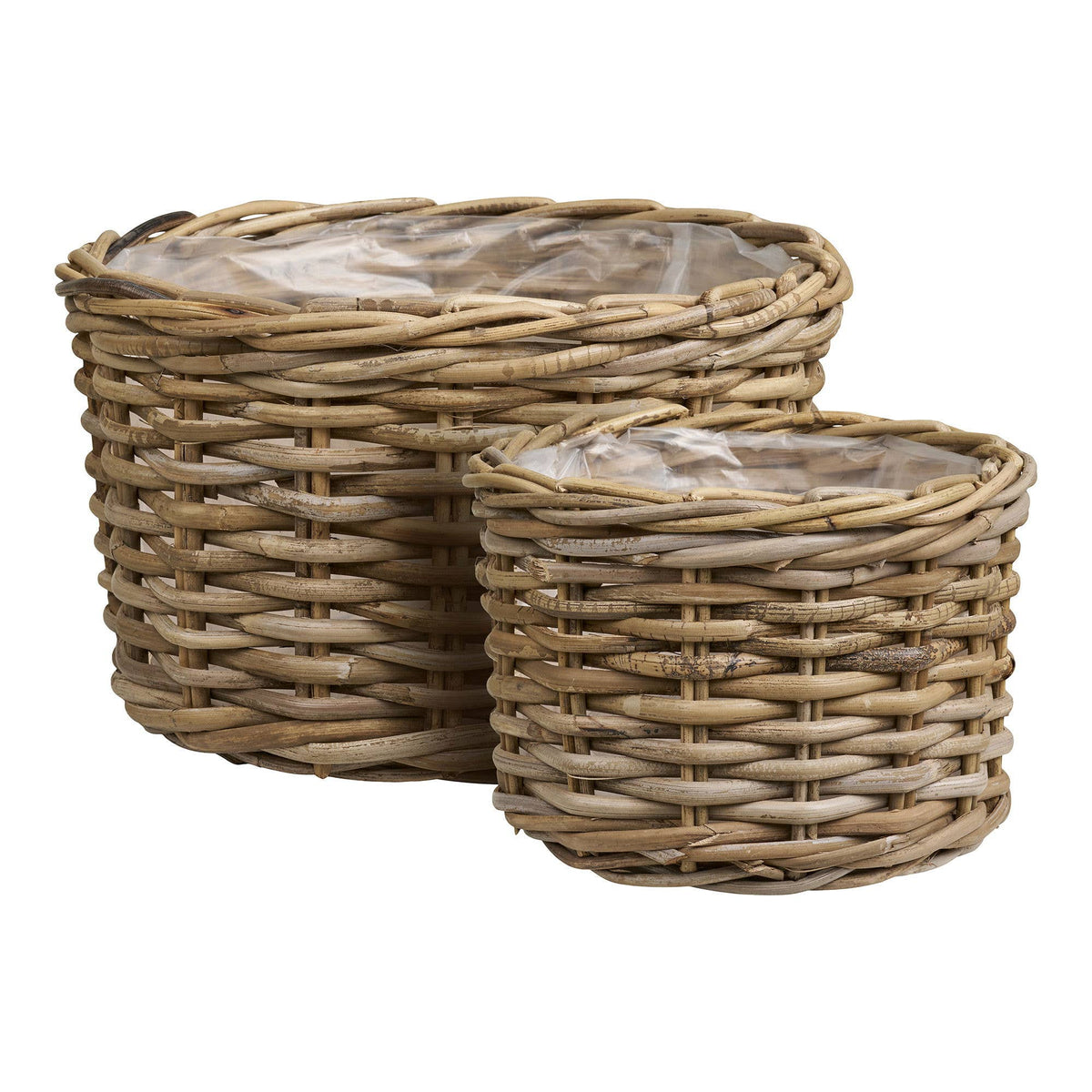 Körbe aus Rattan, 2-teiliges natürliches Set