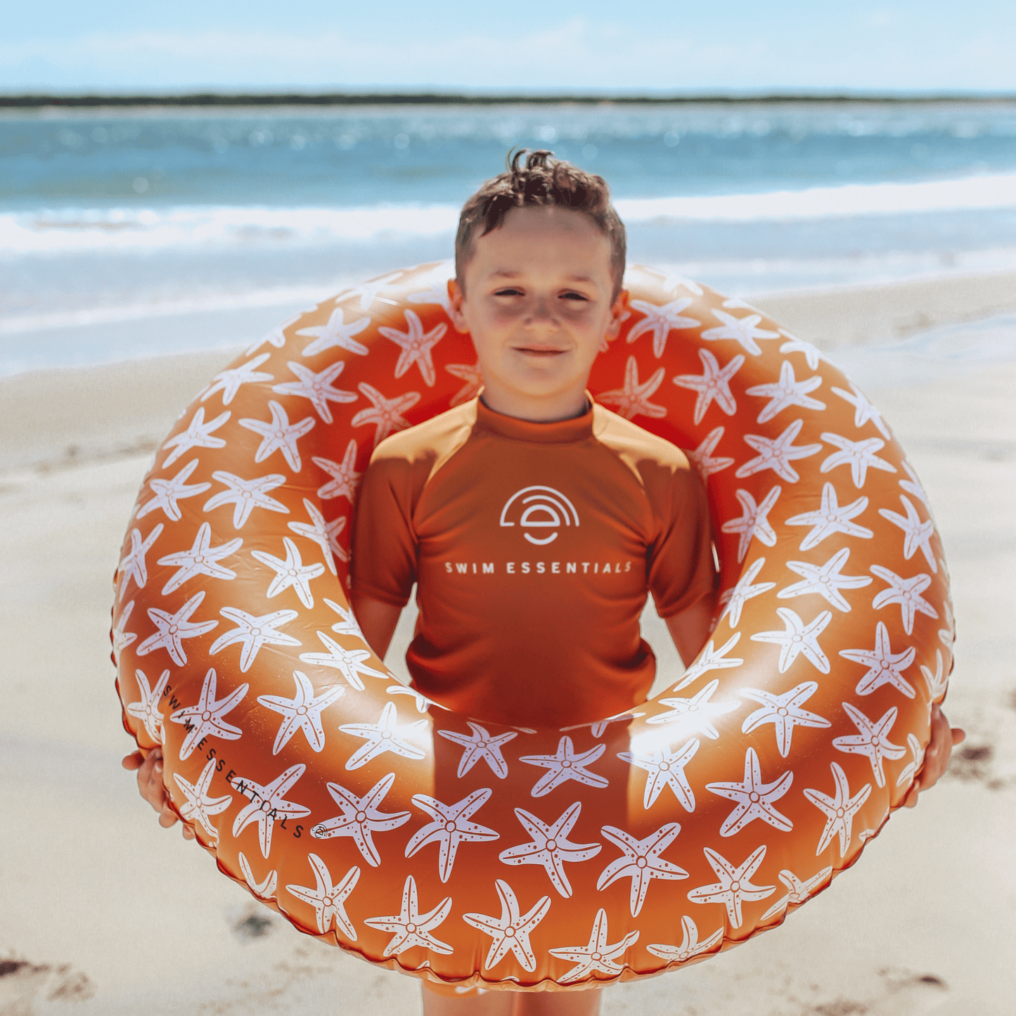 Schwimmring Orange mit Seesternmuster