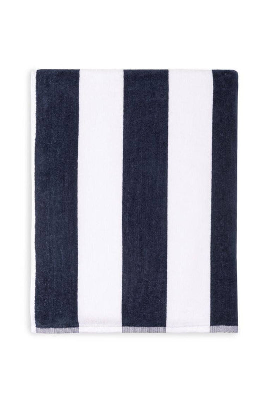 Premium Strandtuch Gibalta aus Baumwolle, Marineblau/Weiß gestreift, 100 × 180 cm