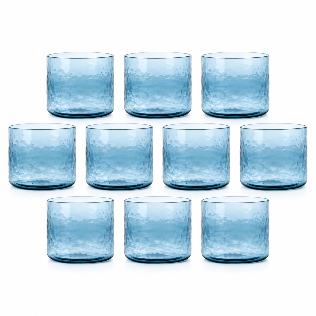 Azure Trinkgläser, aus Recyclingglas, gehämmert, in Blau