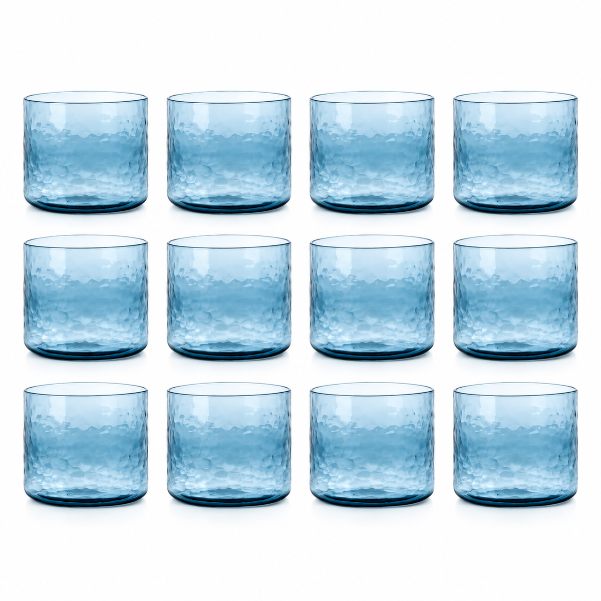 Azure Trinkgläser, aus Recyclingglas, gehämmert, in Blau