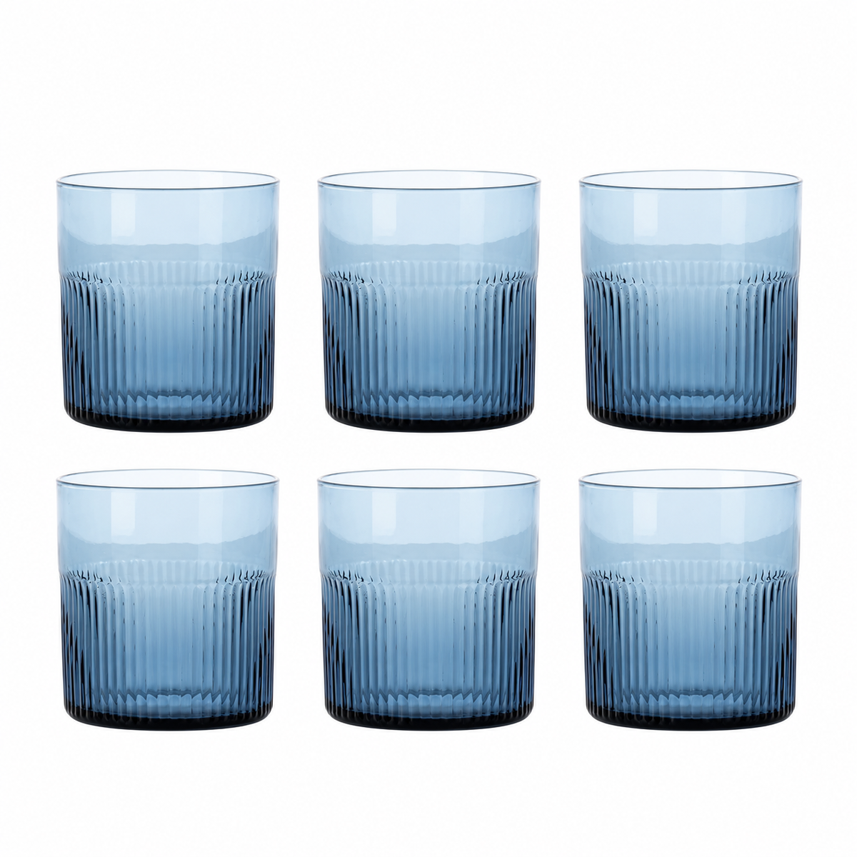 Azure Trinkgläser, aus Recyclingglas, geriffelt, in Blau