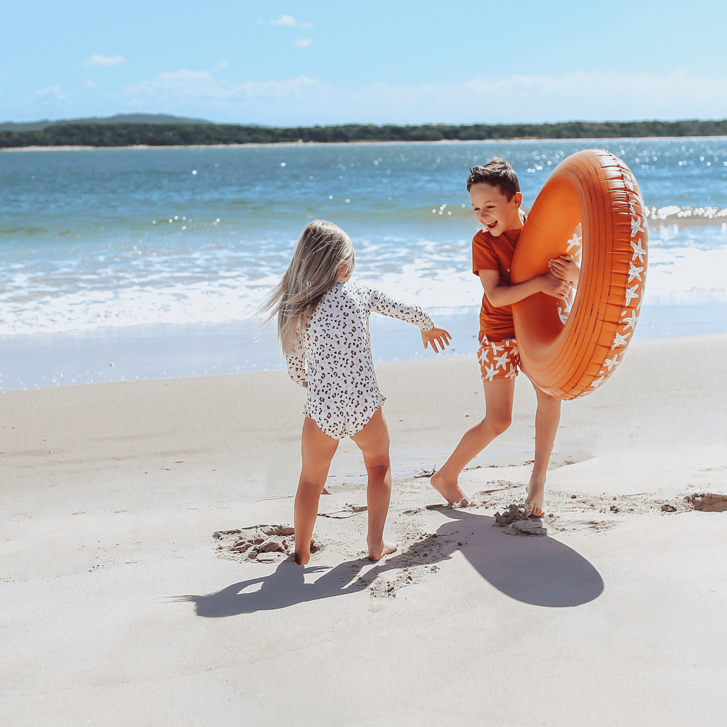 Schwimmring Orange mit Seesternmuster