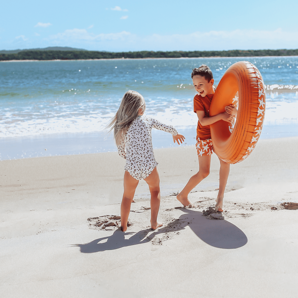 Schwimmring Orange mit Seesternmuster