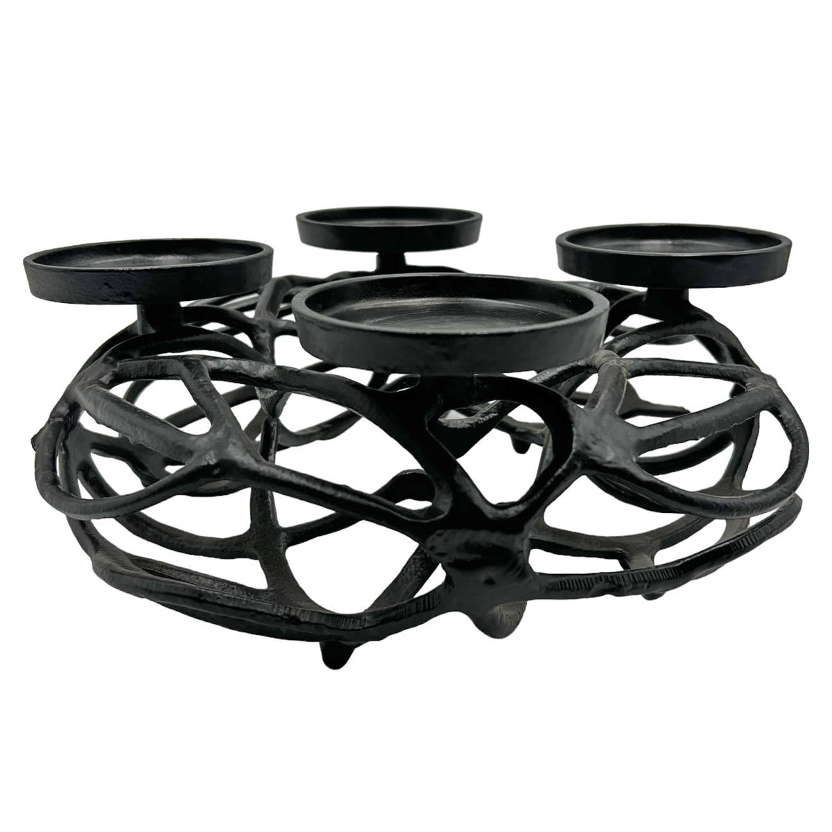 Kerzenhalter aus Aluminium für 4 Kerzen, Schwarz