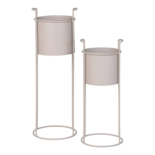 2er Set Blumenständer aus Stahl, Sand, modernes Design