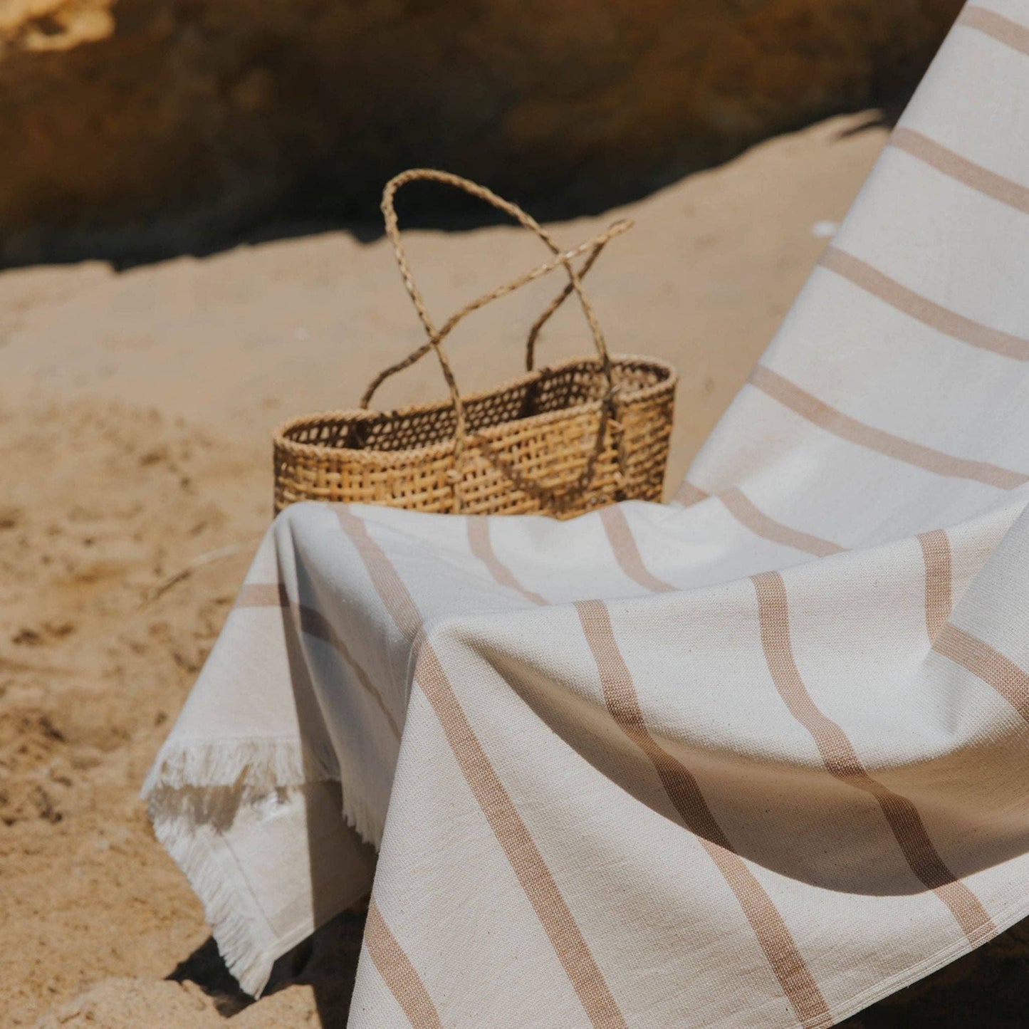 Boa-Nova Strandtuch Beige gestreift