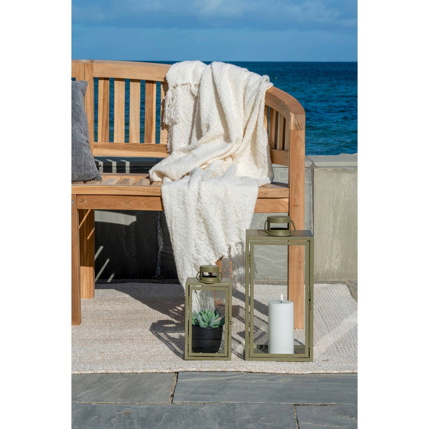Corfu Laternen 2er-Set Grün – Metall & Glas