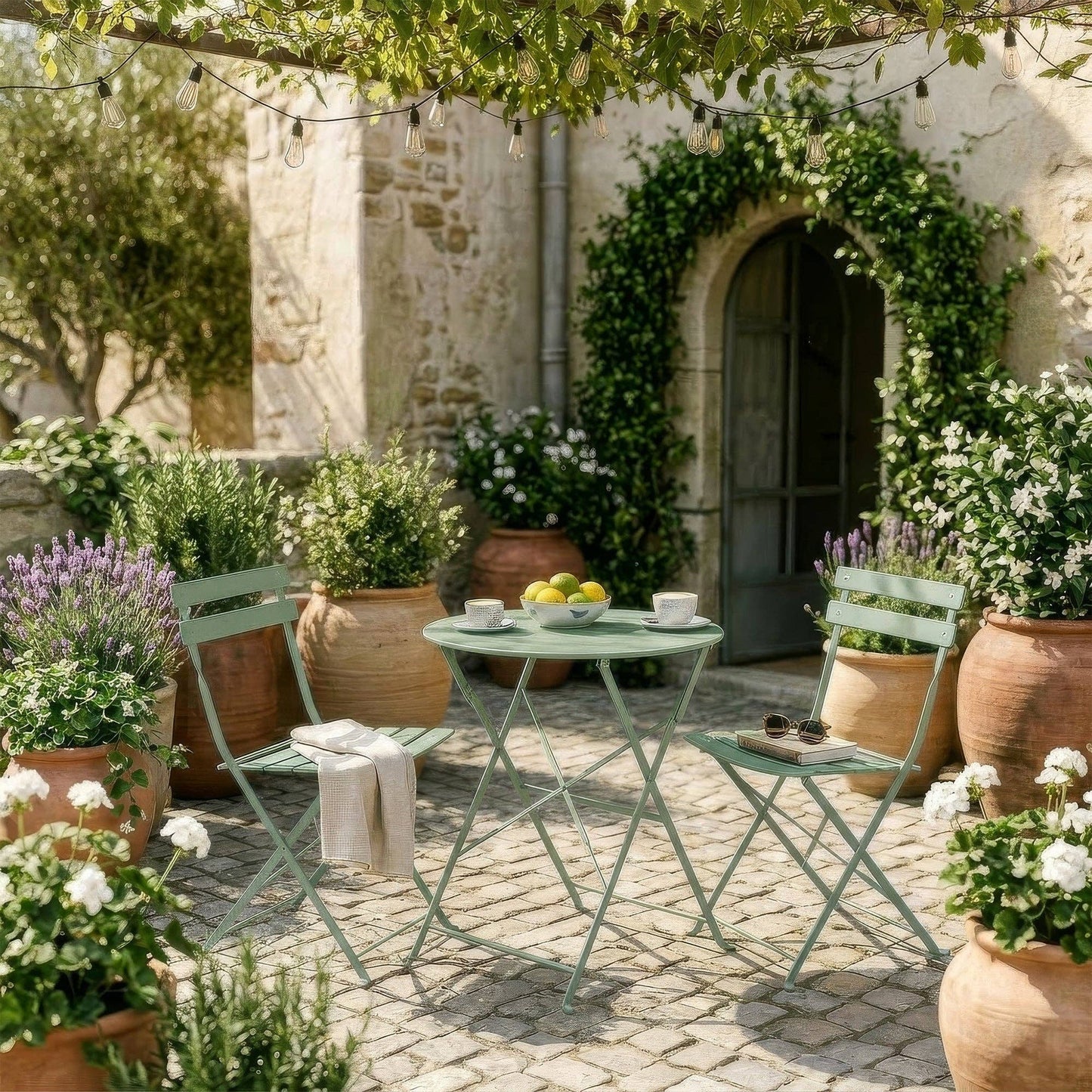 2-Sitzer Sussex Bistro-Set – rund: Gelb