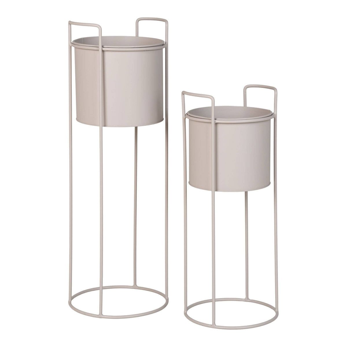 2er Set Blumenständer aus Stahl, Sand, modernes Design