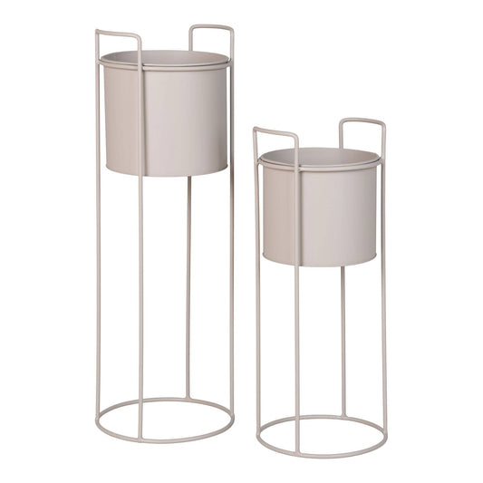 2er Set Blumenständer aus Stahl, Sand, modernes Design