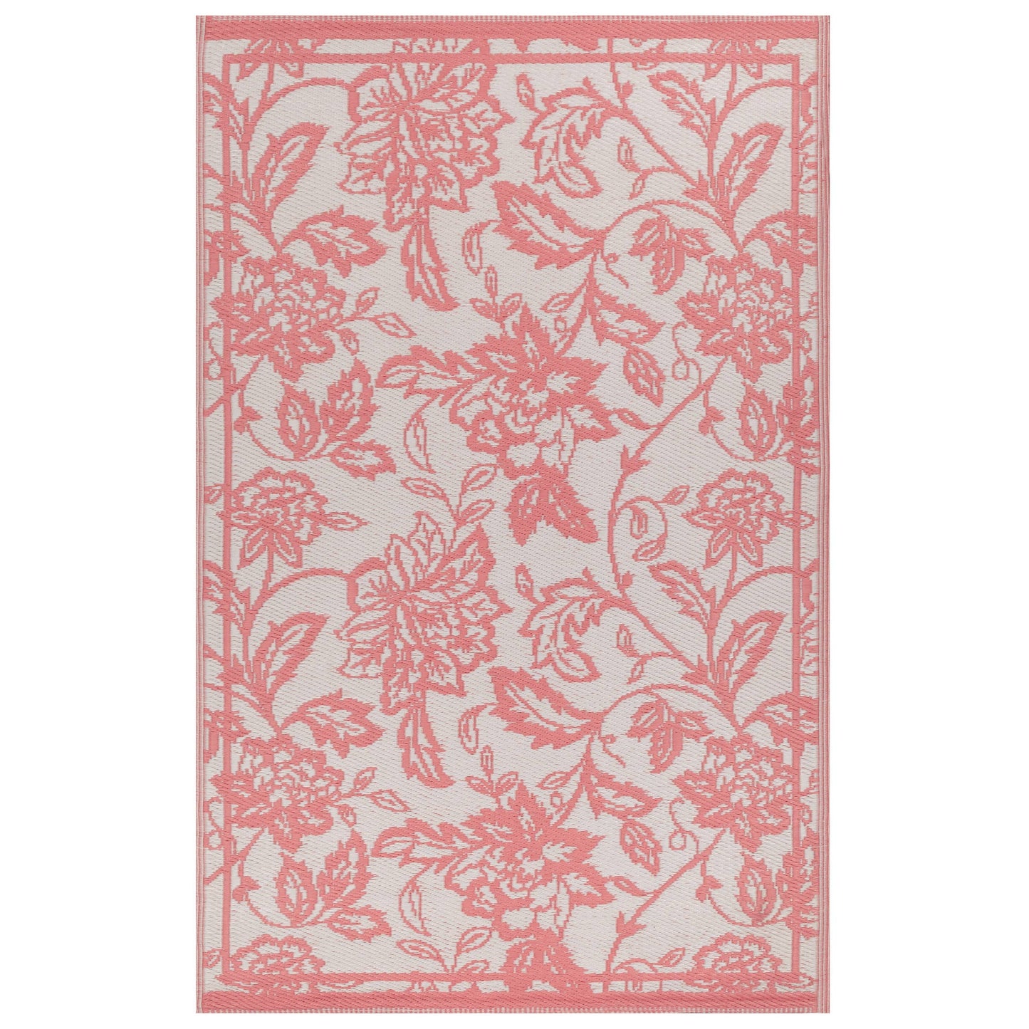 Anemone Outdoor-Teppich Pfirsich/Creme – gewebter Jacquard
