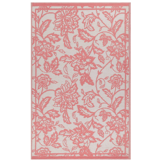 Anemone Outdoor-Teppich Pfirsich/Creme – gewebter Jacquard