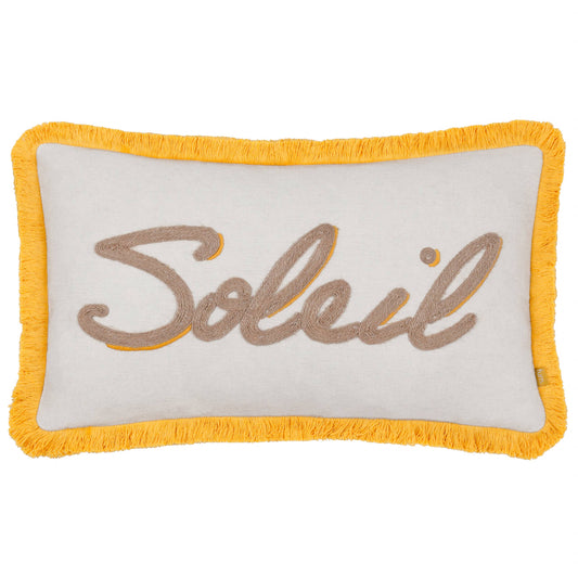 Soleil Kissen Gelb bestickt – 30 × 50 cm