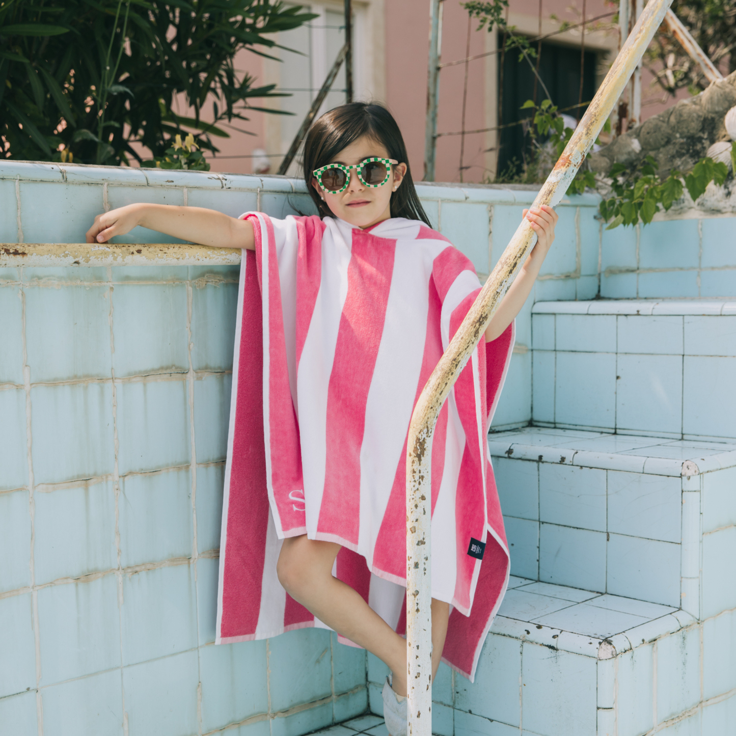 Strandtuch Gibalta Pink gestreift – 100 × 180 cm