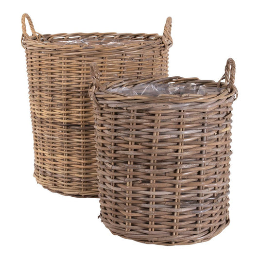 2er Set Körbe, aus Kubu-Rattan, in Natur