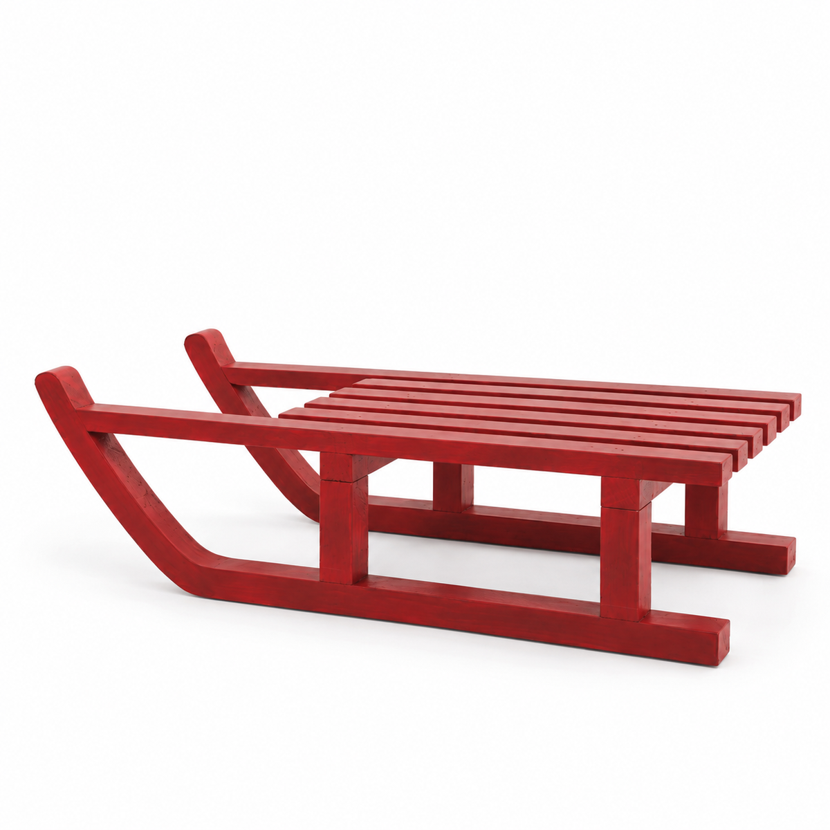 Deko-Schlitten aus Holz in Kirschrot, Vintage Design, 50 cm