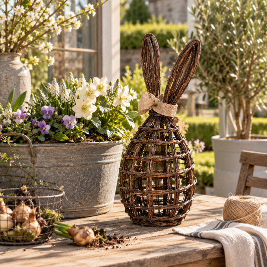 Dekorativer Hase in Flechtoptik – Braun, 45 cm