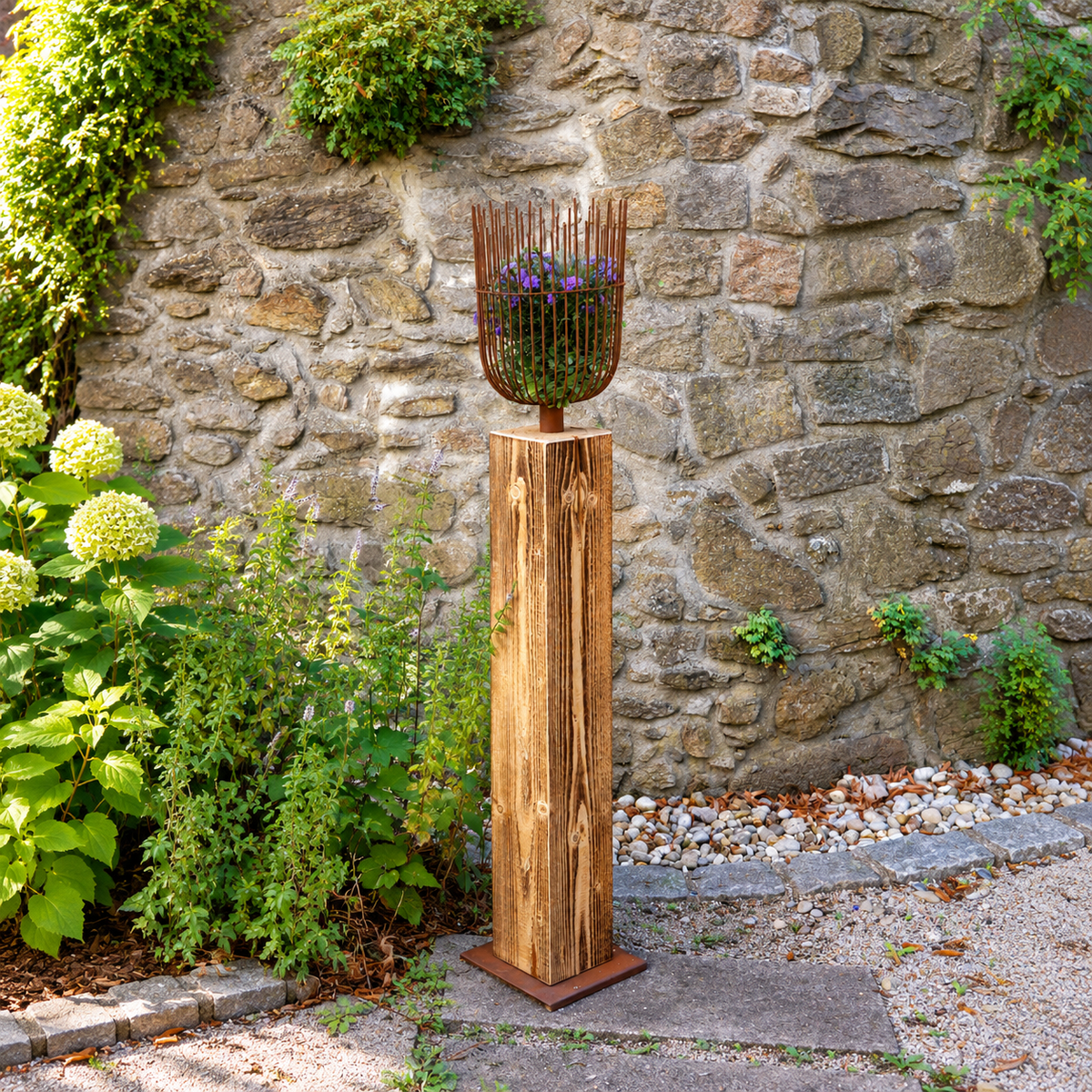 Dekosäule Milano, Fichtenholz, 140 cm, massiver Balken