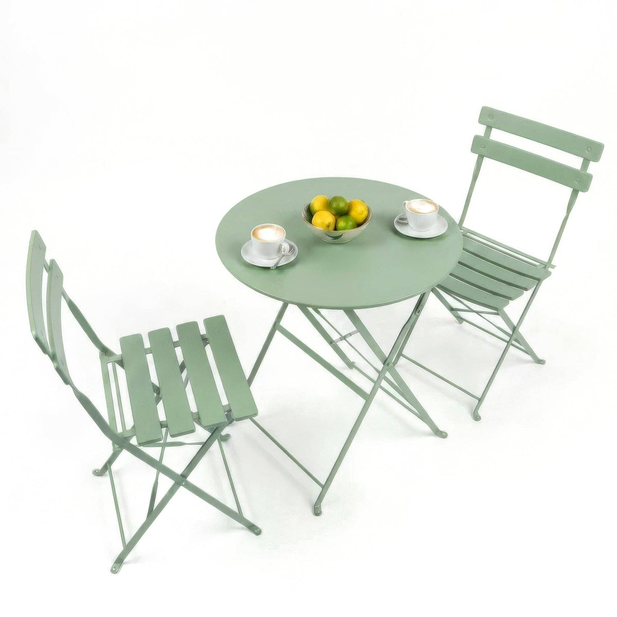 Bistro-Set Sussex 2-Sitzer – Metall, 60 cm, in salbeigrün