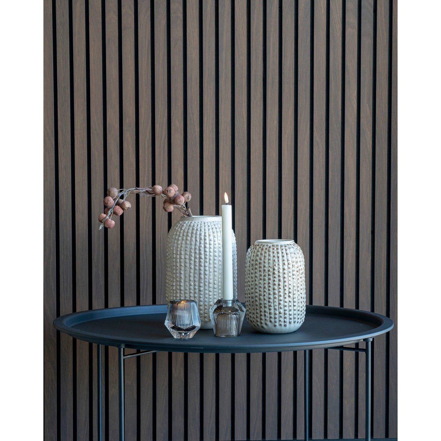 Keramikvase in Beige gemustert