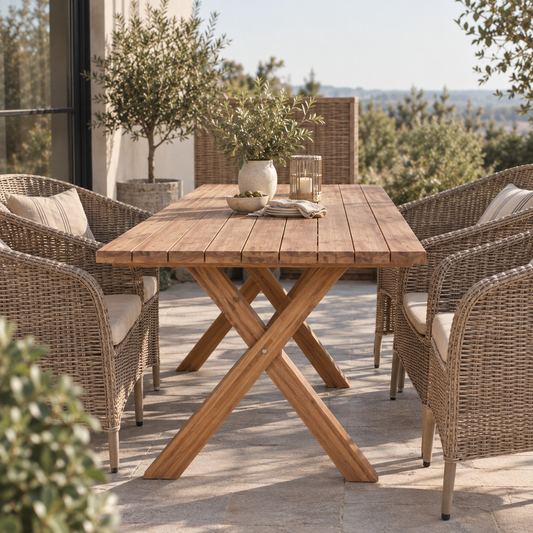 Esstisch Murcia aus recyceltem Teakholz, 200 × 90 cm