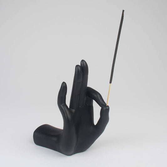 Schwarzer handförmiger Räucherstäbchenhalter – Zeitgenössische Skulptur
