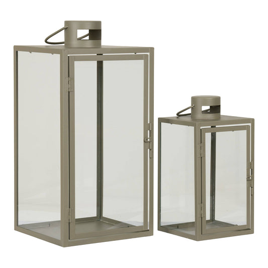 2er-Set Laternen Corfu, aus Metall & Glas, in Grün