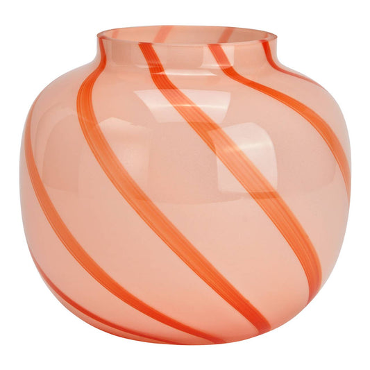 Vase aus Glas 20 × 18 cm, gestreift in Pink & Orange