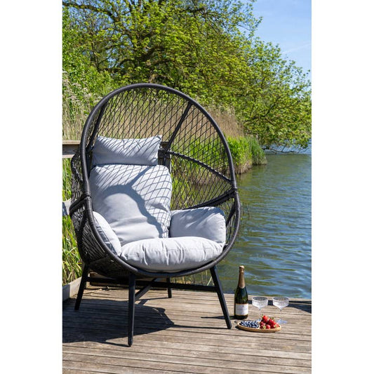 Rosario Loungesessel - Polyrattan. Schwarz. Inkl. Kissen.