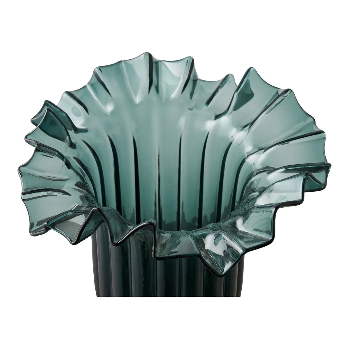 Vase, mundgeblasenes Glas, Dunkelgrün, 25x30 cm