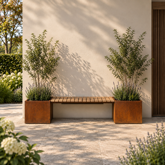 Gartenbank Valencia, Lärchenholz, 210 cm, mit Pflanzkübeln ohne Boden