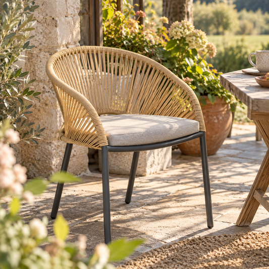 Gartenstuhl Novella, in Beige/Sand mit Kissen