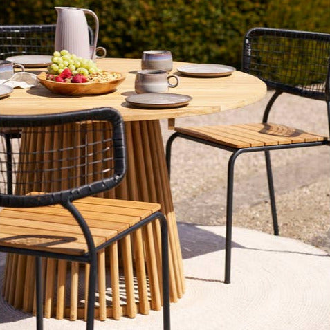 Gartentisch Lorca, rund aus Teakholz, Ø 120 × 75 cm, Natur