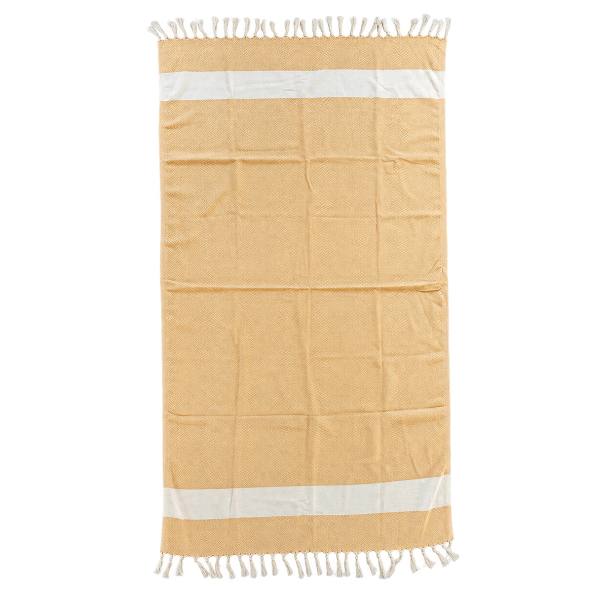 Hamamtuch Charlotte aus Baumwolle, handgewebt, 100 × 170 cm, in Gelb