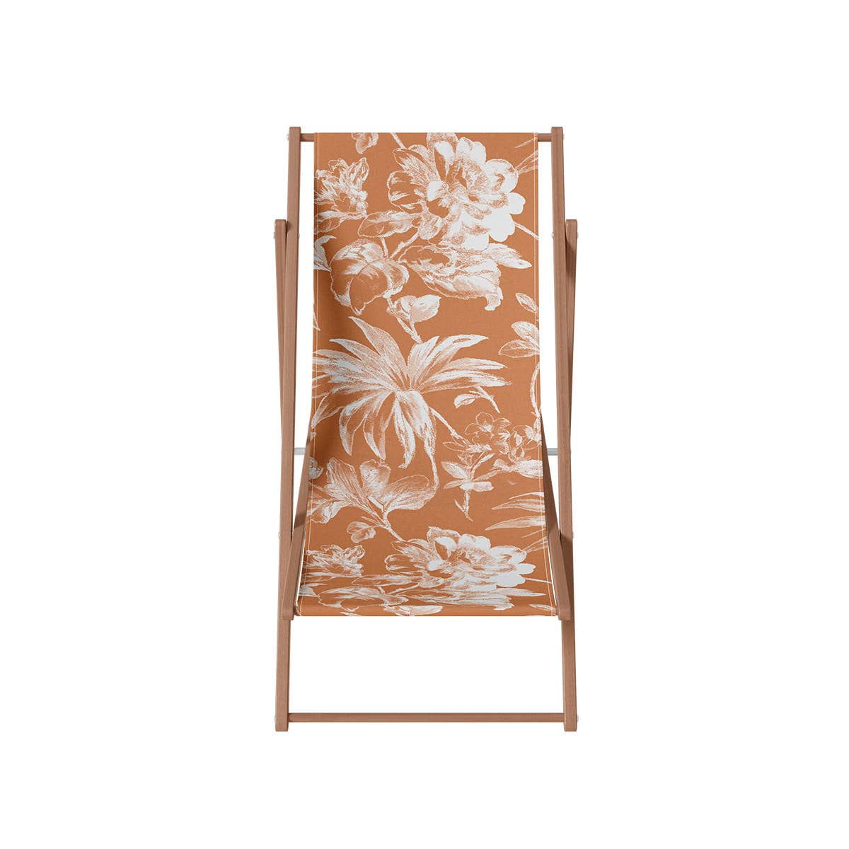 Liegestuhl floral, aus Holz & Polyester, im Vintage-Design