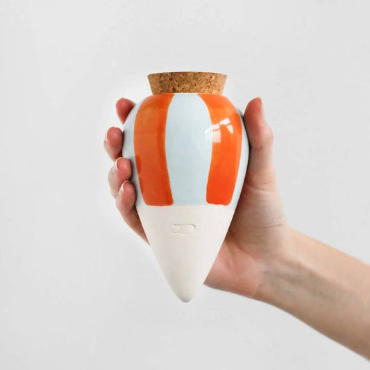 Olla – Orange & blaue Streifen, handgefertigt