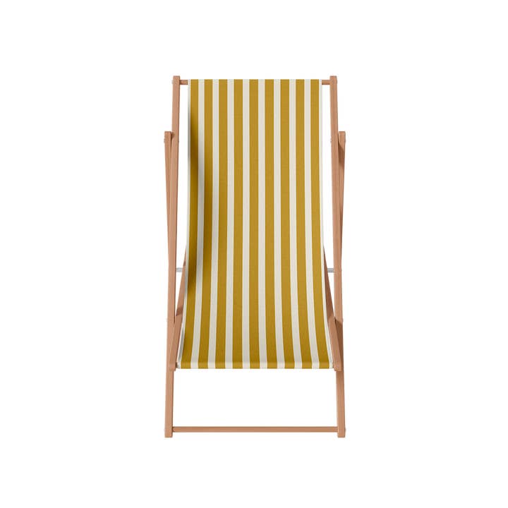 Liegestuhl gestreift, aus Holz & Polyester im Retro-Design