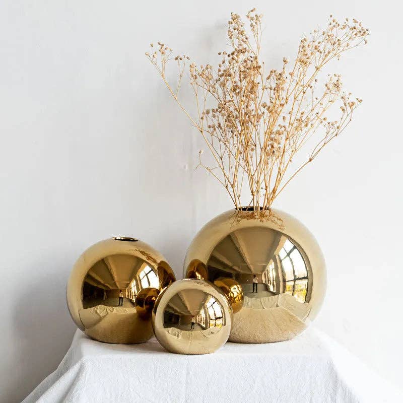 3er Set goldene Vasen