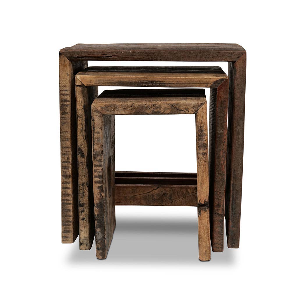 Housewood Hocker 3er Set – vielseitige Möbel aus recyceltem Holz